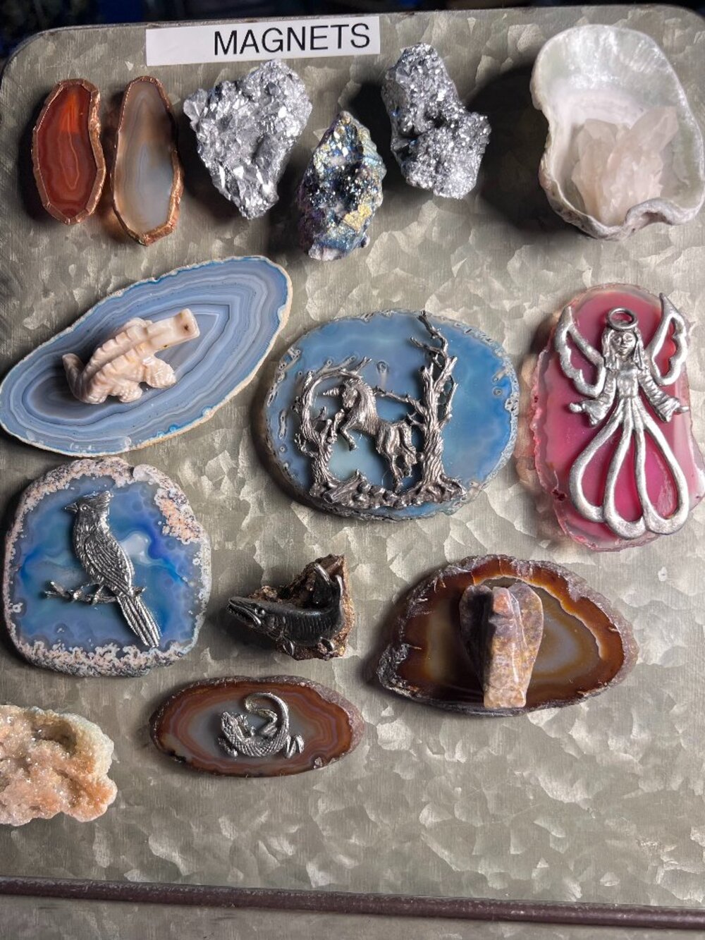Agate Slice Decorative Magnets- Blue, Pink, Brown Mix